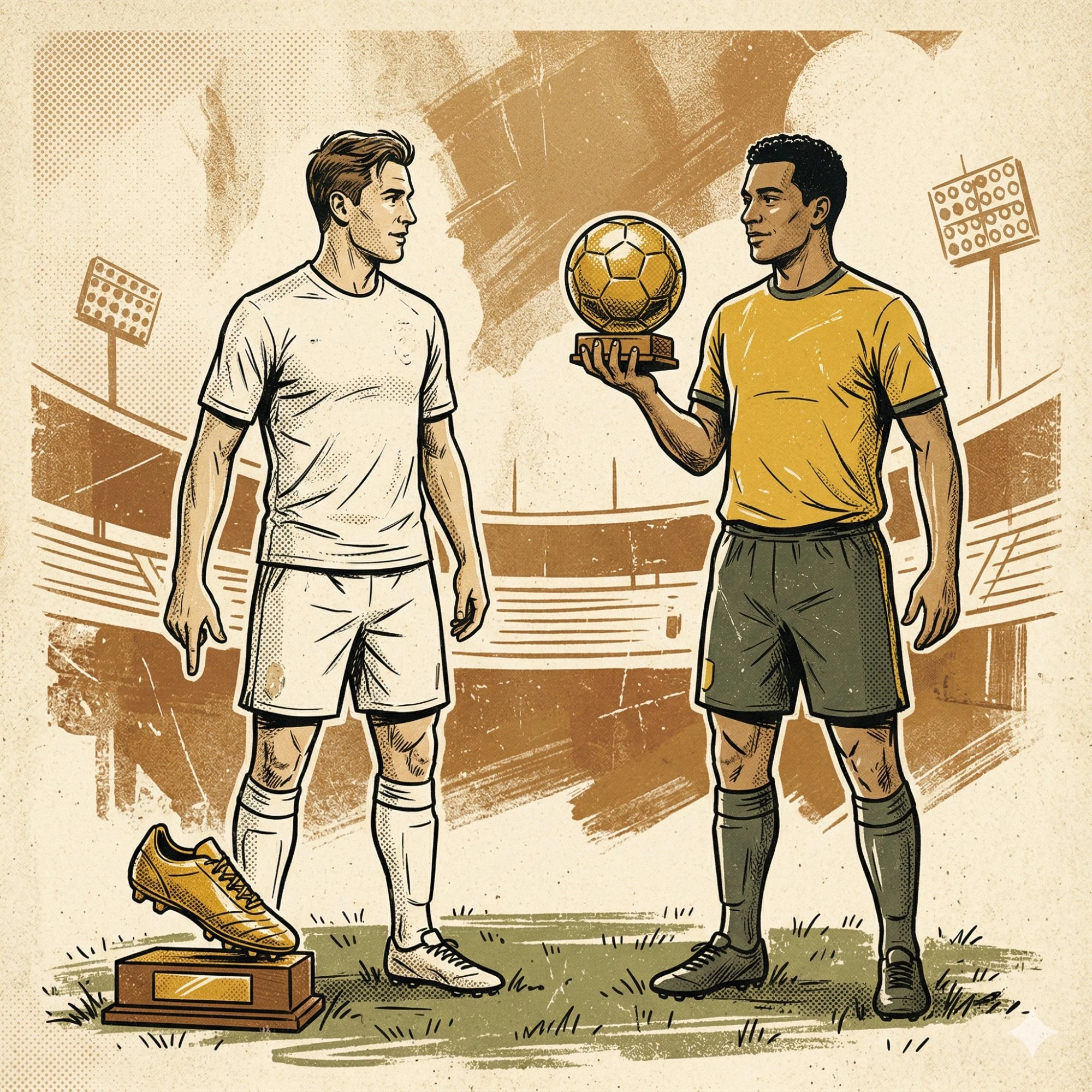 Dünya Kupası golden boot ve golden ball ödülleri arasındaki fark illüstrasyonu